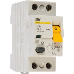 Узо IEK ВД1-63 2п, AC, 16А, 30мА - фото 14708076