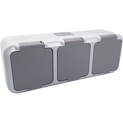 Трехместная розетка BYLECTRICA серия ПРАЛЕСКА АКВА - фото 14710014