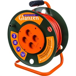 Силовой удлинитель на катушке GLANZEN EB-50-003 - фото 14726514