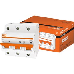 Автомат TDM ELECTRIC ВА47-100 3Р, 80 А, 10 кА, С - фото 14731126