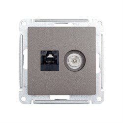 Розетка Systeme Electric TV+RJ45 Мокко категории 5E - фото 14747527