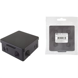 Распаечная коробка TDM ELECTRIC ОП 100х100х55мм, крышка, IP54, 8вх., черная, инд. штрихкод - фото 14753736