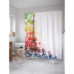 Шторка-занавеска для ванной JoyArty Звездная эйфелева башня - фото 14779600