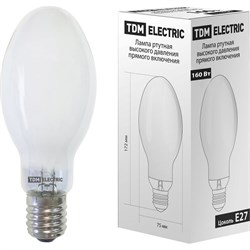 Ртутная лампа высокого давления TDM ELECTRIC ДРВ 160 Вт Е27 - фото 14789990