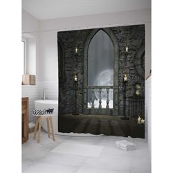 Шторка-занавеска для ванной JoyArty Луна в арке замка - фото 14793757