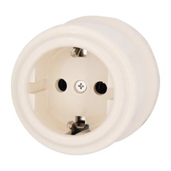 Розетка Bironi с заземляющим контактом, керамика, цвет песочное золото - фото 14807856