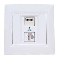 Розетка для USB + сетевого кабеля LAN Metronex Roma - фото 14829791