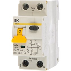 Дифференциальный автомат IEK АВДТ-32 1п+N, C, 25А, 30мА - фото 14840527