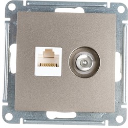 Розетка Systeme Electric ТВ + компьютерная RJ45 2-ая Шампань категории 5Е - фото 14843571