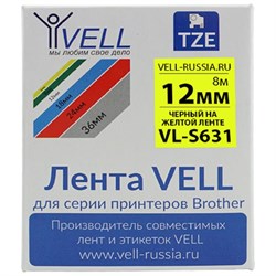 Лента для PT 1010/1280/D200/H105/E100 Vell VL-S631 Brother TZE-S631 - фото 14857309
