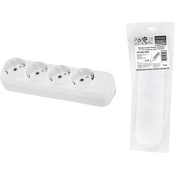 Розеточная колодка TDM ELECTRIC 4 гнезда 2П+3 16А 250В белая серии Народная - фото 14863615