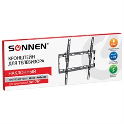 Кронштейн-крепление для ТВ настенный, до 45 кг, VESA 50х50-400х400, 32"-70", черный, SONNEN, 455949 - фото 14883292