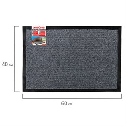 Коврик входной ворсовый влаго-грязезащитный 40х60 см, толщина 7 мм, ребристый, серый, LAIMA, 602861 - фото 14896358