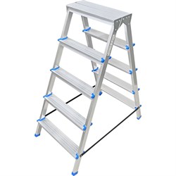 Алюминиевая двухсторонняя стремянка LadderBel 5 ступеней STR2-AL-5 - фото 14898883