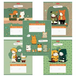 Тетрадь 12 л., HATBER клетка, обложка картон, "Лучшие друзья" (микс в спайке), 086054, 12Т5В1 - фото 14922755