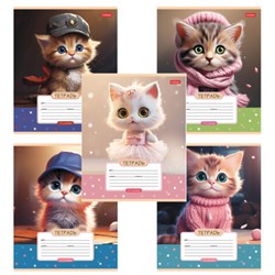 Тетрадь 12 л., HATBER клетка, обложка картон, "Мы - котики!" (микс в спайке), 086195, 12Т5В1 - фото 14922756