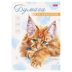 Папка для акварели А4, 10 л., 200 г/м2, 210х297 мм, HATBER, "Рыжий котик", 086706, 10Ба4тВ_29844 - фото 14922783