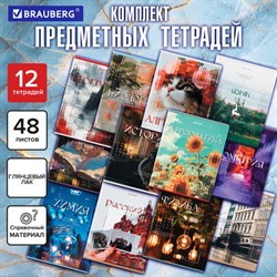 Тетради предметные, КОМПЛЕКТ 12 ПРЕДМЕТОВ, 48 л., глянцевый УФ-лак, BRAUBERG "ILLUSION", 405171 - фото 14922852