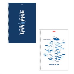 Тетрадь А4 80 л., HATBER, гребень, клетка, Soft-touch ламинация, цветной срез, "Рыба моя" (микс), 090167, 80Т4лВ1гр - фото 14922870