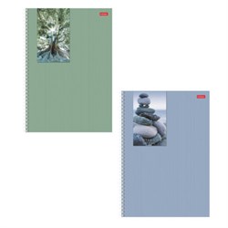 Тетрадь А4 80 л,. HATBER, гребень, клетка, матовая ламинация, цветной срез, "Прикосновение к природе" (микс), 086364, 80Т4лВ1гр - фото 14922872