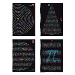 Тетрадь А4 80 л., HATBER, гребень, клетка, обложка картон, "Число Пи" (микс в спайке), 077327, 80Т4В1гр - фото 14922876