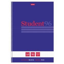 Тетрадь А4 96 л., HATBER, спираль, клетка, матовая ламинация, тиснение, "Студенту_Синяя", 081327, 96Т4лтВ1сп29868 - фото 14922891