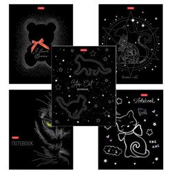 Тетрадь А5 48 л., HATBER скоба, клетка, матовая ламинация, 3D-фольга, "Кошки-мишки" (микс), 087356, 48Т5лофВ1 - фото 14922903