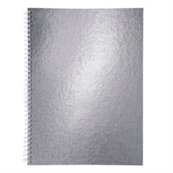 Тетрадь бумвинил А4 96 л., гребень, офсет №1, клетка, "СЕРЕБРО Metallic", HATBER, 077198, 96Т4бвВ1гр - фото 14922937