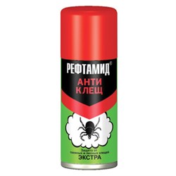 Средство аэрозольное инсектоакарицидное от клещей 100 мл, РЕФТАМИД "ЭКСТРА", СИБИАР, 5-03.08.015.08 - фото 14923028