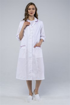 Халат женский Римма (тк.ТиСи), белый/брусничный - фото 14923057