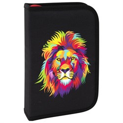 Пенал BRAUBERG с наполнением, 1 отделение, 1 откидная планка, 24 предмета, 21х14 см, "Colorful lion", 270725 - фото 14924600