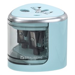 Точилка электрическая BRAUBERG DUAL (для 2 диаметров карандашей!), 4 батарейки АА, голубая, 270578 - фото 14926575