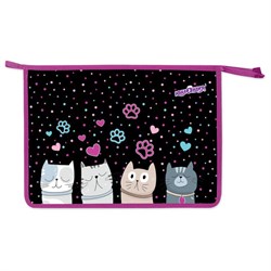 Папка для тетрадей ЮНЛАНДИЯ А4, 1 отделение, пластик, на молнии, "Cat squad", 273347 - фото 14927294