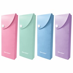 Пенал пластиковый BRAUBERG, 1 отделение, на кнопке, 20x7 см, ассорти, "Pastel", 273770 - фото 14927390