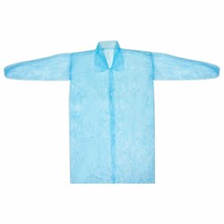 Халат одноразовый голубой на кнопках КОМПЛЕКТ 10 шт., XL, 52-54 размер, 110 см, рукав на резинке, 30 г/м2, ОПТИТРЕЙД - фото 14936100