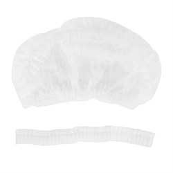Шапочка "Шарлотта" белая двойная резинка, КОМПЛЕКТ 100 шт., спанбонд 10 г/м2, ОПТИТРЕЙД - фото 14936109