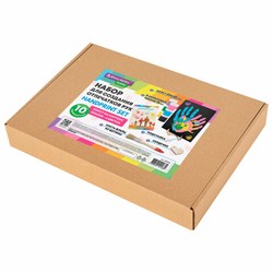 Набор отпечатки рук: холст 20х30 см, акрил 6 цветов, кисть + сертификат и подставка В ПОДАРОК! BRAUBERG HOBBY, 192529 - фото 14936941