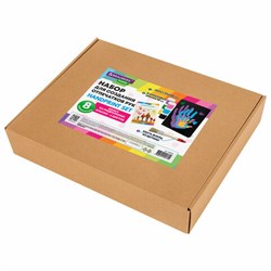 Набор отпечатки рук: холст 24х30 см, акрил 6 цветов, кисть + сертификат В ПОДАРОК, BRAUBERG HOBBY, 192532 - фото 14936944