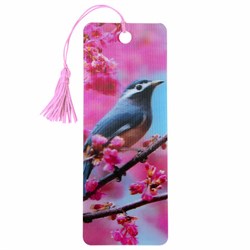 Закладка для книг с линейкой 3D-ОБЪЕМНАЯ BRAUBERG, "Птичка на ветке", с декоративным шнурком, 125773 - фото 14945219
