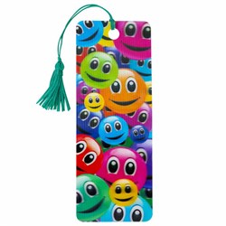 Закладка для книг с линейкой 3D-ОБЪЕМНАЯ BRAUBERG, "Смайлики", с декоративным шнурком, 128096 - фото 14945222