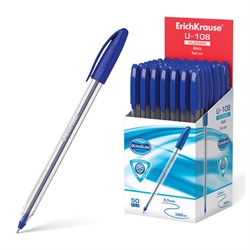 Ручка шариковая ERICH KRAUSE "U-108 Stick Classic", СИНЯЯ, узел 1 мм, линия 0,3 мм, 47564 - фото 14945230
