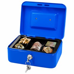 Ящик для денег, ценностей, документов, печатей, 90х160х200 мм, ключевой замок, синий, BRAUBERG, 291351 - фото 14947824