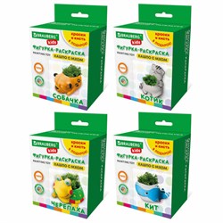 КАШПО ИЗ ГИПСА СО МХОМ, с красками и кистью для росписи, ассорти, BRAUBERG KIDS, 666012 - фото 14958386