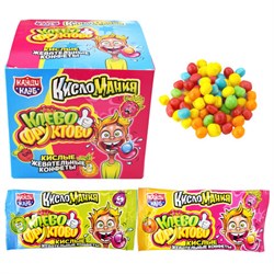 Кислые жевательные конфеты "Кисломания Клево-Фруктово" ассорти, 12 г, КАНДИ КЛАБ, CHW047 - фото 14959519