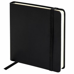 Скетчбук, слоновая кость+белая 140 г/м2, 120х120 мм, 80 л., КОЖЗАМ, резинка, BRAUBERG ART CLASSIC, черный, 116872 - фото 14960646