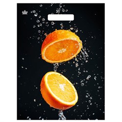 Пакет с вырубной ручкой ПВД ламинированный, 40х31 см, "Апельсиновый взрыв", 60 мкм, н00269308 - фото 14960767