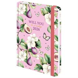 Ежедневник датированный 2026 с резинкой 145х203 мм, А5, BRAUBERG, твердый, фольга, "Инжир", 117337 - фото 14977810