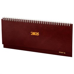 Планинг датированный 2026 300х130 мм, STAFF, гребень, обложка бумвинил, 64 л., бордовый, 117359 - фото 14977832