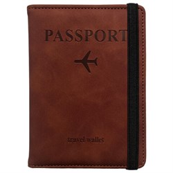 Обложка для паспорта и документов с защитой от считывания, 9 карманов, резинка, экокожа, коричневая, BRAUBERG, 238751 - фото 14977860