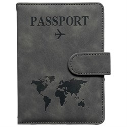 Обложка для паспорта и документов с защитой от считывания, 9 карманов, магнит, экокожа, серо-голубая, BRAUBERG, 238756 - фото 14977865